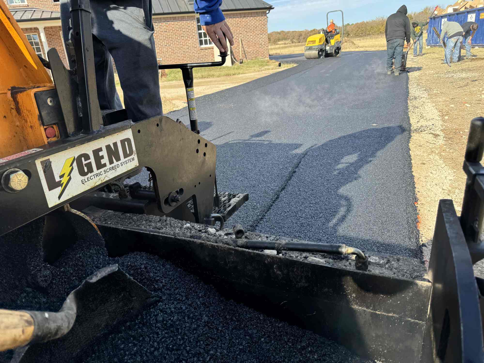 Paving crew in action